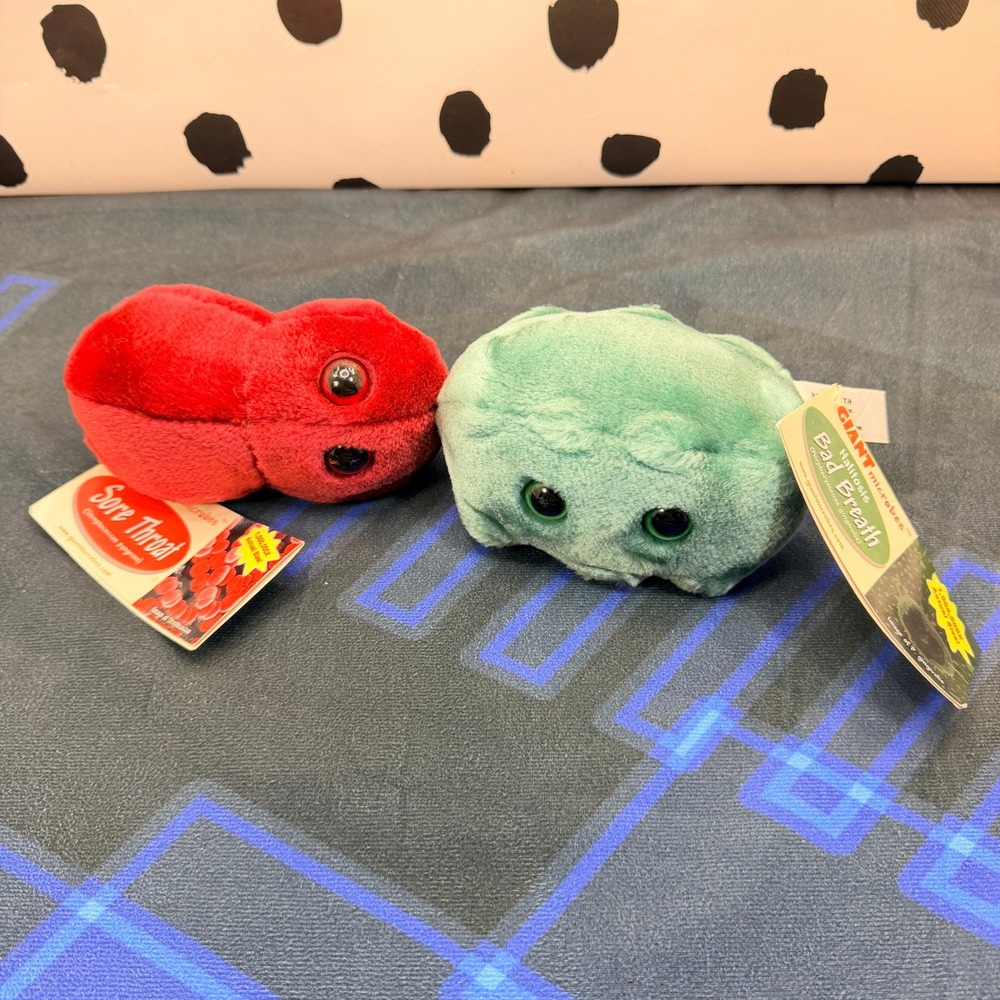 GIANTmicrobes Sore Throat & Bad Breath Plush Lot Halitosis Streptococcus NWT